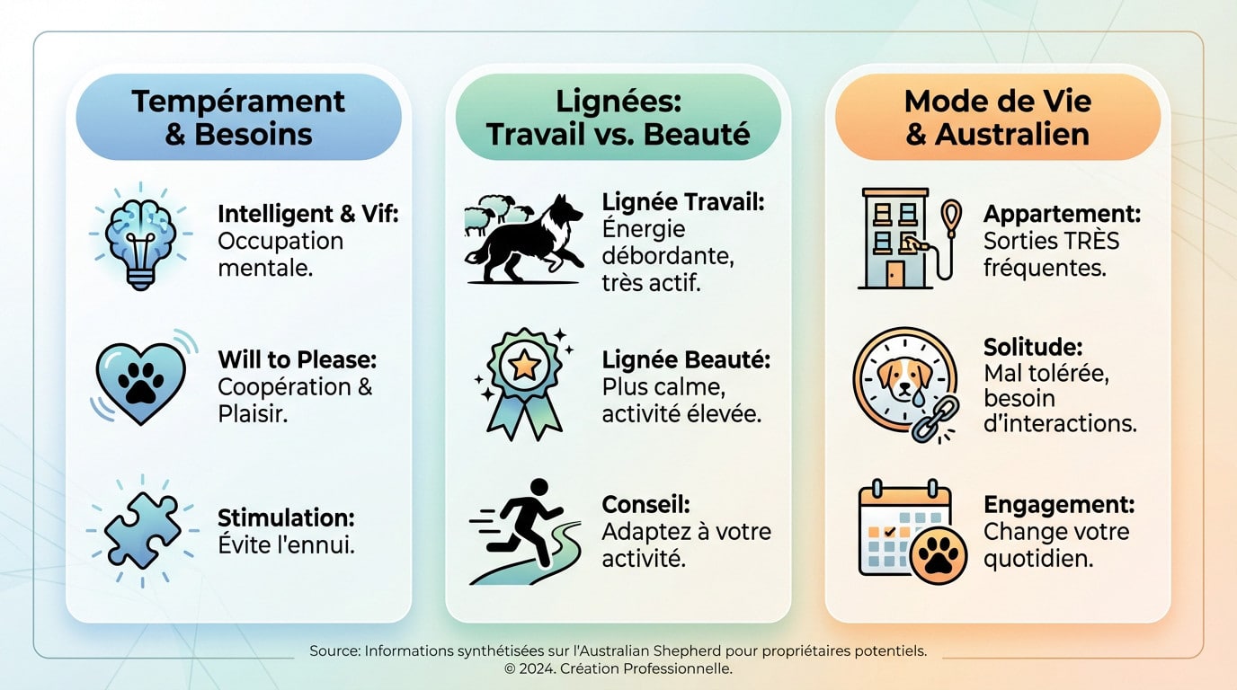 Berger Australien attentif illustrant le tempérament vif et l'intelligence de la race