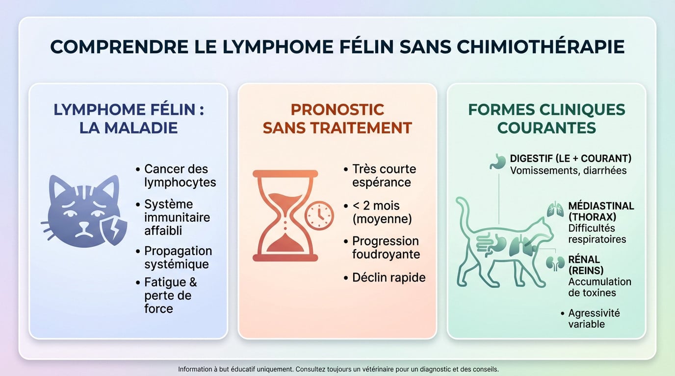 Chat calme reposant sur un canapé illustrant la gestion du lymphome félin sans chimiothérapie