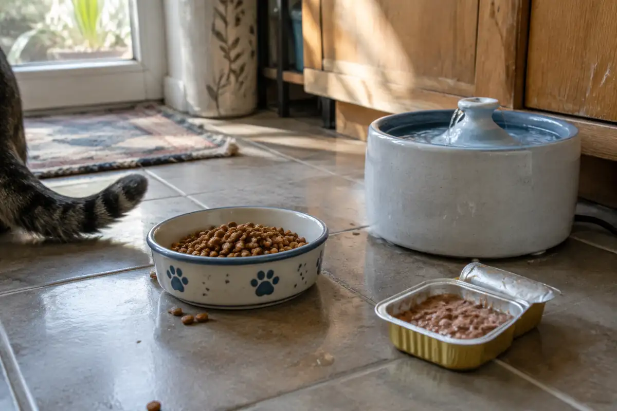 Alimentation du chat : le sac, la barquette et la gamelle, et la quantité qui se calcule